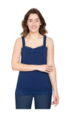 Women's Lace Trim Sleeveless Cotton Blend Tank Top