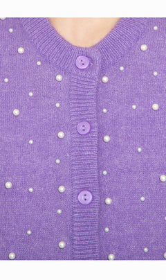 Women's Faux Pearl Button Cardigan — Cashmere-Like Soft Knit