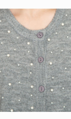 Women's Faux Pearl Button Cardigan — Cashmere-Like Soft Knit