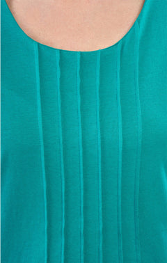 Women's Short Sleeve Pintuck Scoop Neck T-Shirt — 100% Cotton Knit