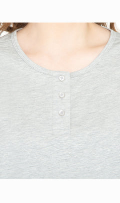 Women's 3/4 Sleeve Henley Top — Cotton Blend with Button Placket
