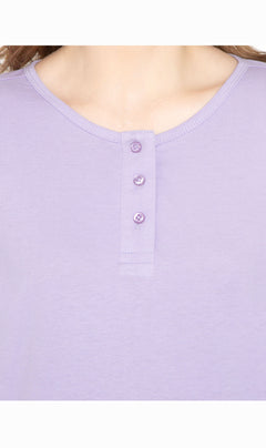 Women's 3/4 Sleeve Henley Top — Cotton Blend with Button Placket