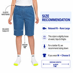 Women's Easy Pull-On Bermuda Shorts in Denim and Twill