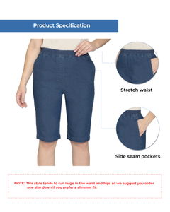 Women's Easy Pull-On Bermuda Shorts in Denim and Twill