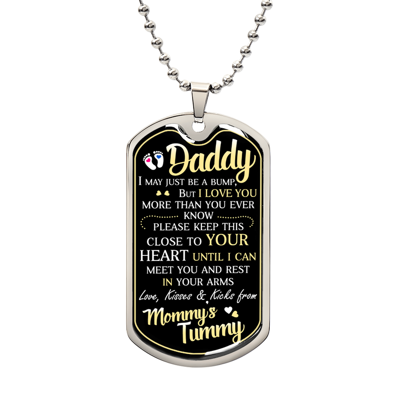 Papa en devenir - Collier plaque militaire