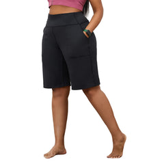 YOHOYOHA Plus Size Womens Bermuda Yoga Shorts - Workout Running Athletic Bike Gym Shorts Long High Waist 2XL