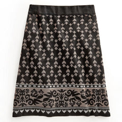 Women's Jacquard Knit Sweater Skirt — Knee Length