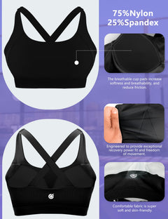 High-Support Pickleball Sports Bra — Molded Cup Crisscross Back