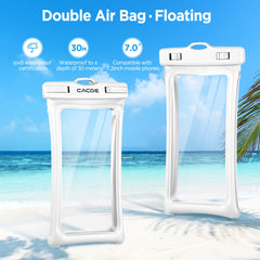 CACOE [Floatable] Floating Universal IPX8 Waterproof Phone Case 2 Pack-Up to 7.0",Adjustable Lanyard Phone Pouch,Cellphone Dry Bags for Vacation Beach Pool Kayak Cruise Travel Essentials（Black+Green）