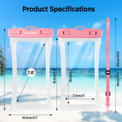 CACOE [Floatable] Floating Universal IPX8 Waterproof Phone Case 2 Pack-Up to 7.0",Adjustable Lanyard Phone Pouch,Cellphone Dry Bags for Vacation Beach Pool Kayak Cruise Travel Essentials（Black+Green）
