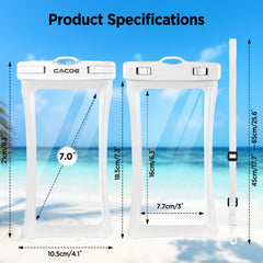 CACOE [Floatable] Floating Universal IPX8 Waterproof Phone Case 2 Pack-Up to 7.0",Adjustable Lanyard Phone Pouch,Cellphone Dry Bags for Vacation Beach Pool Kayak Cruise Travel Essentials（Black+Green）