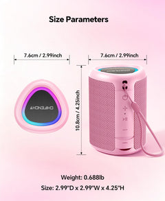 Portable Bluetooth Speaker Beach Essentials: Powerful Crystal Clear Sound/Dynamic Light/IPX5 Waterproof/All Day Playtime/Wireless BT 5.3/TWS Paring, Mom Gifts, Outdoor|Travel|Camping|Pool Accessories