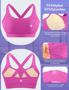 High-Support Pickleball Sports Bra — Molded Cup Crisscross Back