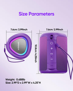 Portable Bluetooth Speaker Beach Essentials: Powerful Crystal Clear Sound/Dynamic Light/IPX5 Waterproof/All Day Playtime/Wireless BT 5.3/TWS Paring, Mom Gifts, Outdoor|Travel|Camping|Pool Accessories