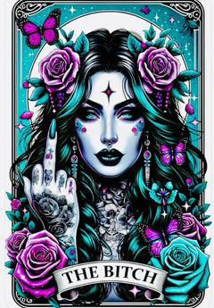 GQYCZZ Gothic Diamond Art Kits for Adults-THE Bitch Tarot Diamond Painting Kits for Adults Beginners, 5D DIY Full Drill Round Rhinestone Gem Art Crafts Paintings for Home Wall Decor 12"x16"