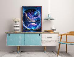 KINPLUB Moonlight Beach Diamond Painting Kits for Adults, 5D Seaside Moon Diamond Art Kits for Beginners, DIY Full Drill Paint with Diamond, Home Wall Decor 12 x 16 Inch