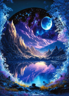 KINPLUB Moonlight Beach Diamond Painting Kits for Adults, 5D Seaside Moon Diamond Art Kits for Beginners, DIY Full Drill Paint with Diamond, Home Wall Decor 12 x 16 Inch