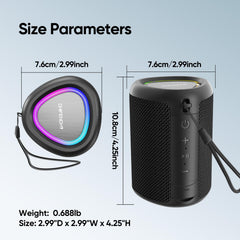 Portable Bluetooth Speaker Beach Essentials: Powerful Crystal Clear Sound/Dynamic Light/IPX5 Waterproof/All Day Playtime/Wireless BT 5.3/TWS Paring, Mom Gifts, Outdoor|Travel|Camping|Pool Accessories