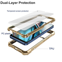 Ailiber for BLU View 5 Case, BLU View5 B160V Clear Phone Case, Transparent [Anti Yellowing], with [Screen Protector], Dual Layer Shockproof Bumper, Silicone Cell Phone Case-Gold