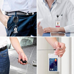 Porte-clés rétractable avec enrouleur et porte-carte d'identité étanche