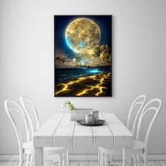 KINPLUB Moonlight Beach Diamond Painting Kits for Adults, 5D Seaside Moon Diamond Art Kits for Beginners, DIY Full Drill Paint with Diamond, Home Wall Decor 12 x 16 Inch