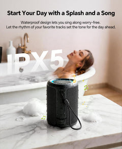 Portable Bluetooth Speaker Beach Essentials: Powerful Crystal Clear Sound/Dynamic Light/IPX5 Waterproof/All Day Playtime/Wireless BT 5.3/TWS Paring, Mom Gifts, Outdoor|Travel|Camping|Pool Accessories