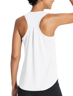 BALEAF Womens Workout Tank Top Racerback Tops Sleeveless Running Shirts Loose Fit Yoga Athletic Gym Sports White L