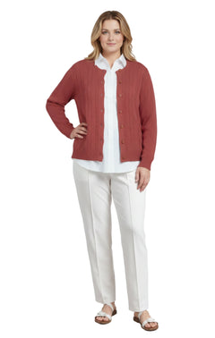 Women's Classic Button Front Cable Knit Cardigan — Soft Acrylic