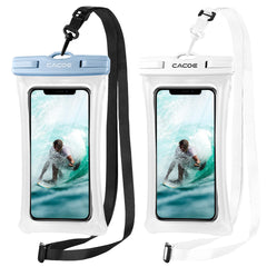 CACOE [Floatable] Floating Universal IPX8 Waterproof Phone Case 2 Pack-Up to 7.0",Adjustable Lanyard Phone Pouch,Cellphone Dry Bags for Vacation Beach Pool Kayak Cruise Travel Essentials（Black+Green）