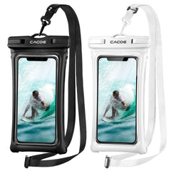 CACOE [Floatable] Floating Universal IPX8 Waterproof Phone Case 2 Pack-Up to 7.0",Adjustable Lanyard Phone Pouch,Cellphone Dry Bags for Vacation Beach Pool Kayak Cruise Travel Essentials（Black+Green）