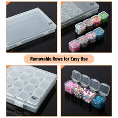 Mr. Pen- Bead Storage Containers, 28 Grids, 2 Pack, Clear White, 160pcs Label Stickers, Transparent, Small Bead Organizer Box, Diamond Art, Diamond Painting Organizer