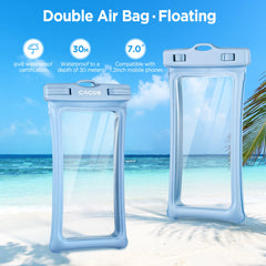 CACOE [Floatable] Floating Universal IPX8 Waterproof Phone Case 2 Pack-Up to 7.0",Adjustable Lanyard Phone Pouch,Cellphone Dry Bags for Vacation Beach Pool Kayak Cruise Travel Essentials（Black+Green）