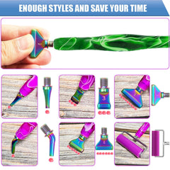 Diamond Art Pens Tools Diamond Painting Accessories Kits with Screw Metal Tip Roller Diamond Painting Pen Drill Bead Dot Pens for Art Craft Nail (Purple Pen Color 6)