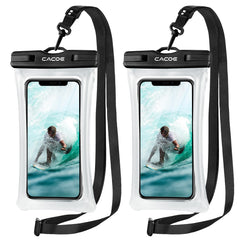 CACOE [Floatable] Floating Universal IPX8 Waterproof Phone Case 2 Pack-Up to 7.0",Adjustable Lanyard Phone Pouch,Cellphone Dry Bags for Vacation Beach Pool Kayak Cruise Travel Essentials（Black+Green）