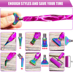 Diamond Art Pens Tools Diamond Painting Accessories Kits with Screw Metal Tip Roller Diamond Painting Pen Drill Bead Dot Pens for Art Craft Nail (Purple Pen Color 6)