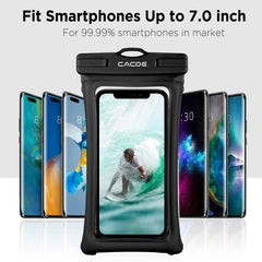 CACOE [Floatable] Floating Universal IPX8 Waterproof Phone Case 2 Pack-Up to 7.0",Adjustable Lanyard Phone Pouch,Cellphone Dry Bags for Vacation Beach Pool Kayak Cruise Travel Essentials（Black+Green）
