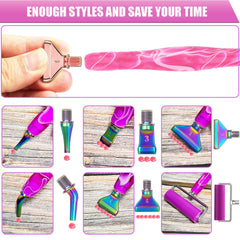 Diamond Art Pens Tools Diamond Painting Accessories Kits with Screw Metal Tip Roller Diamond Painting Pen Drill Bead Dot Pens for Art Craft Nail (Purple Pen Color 6)