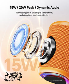 Portable Bluetooth Speaker Beach Essentials: Powerful Crystal Clear Sound/Dynamic Light/IPX5 Waterproof/All Day Playtime/Wireless BT 5.3/TWS Paring, Mom Gifts, Outdoor|Travel|Camping|Pool Accessories