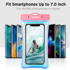 CACOE [Floatable] Floating Universal IPX8 Waterproof Phone Case 2 Pack-Up to 7.0",Adjustable Lanyard Phone Pouch,Cellphone Dry Bags for Vacation Beach Pool Kayak Cruise Travel Essentials（Black+Green）
