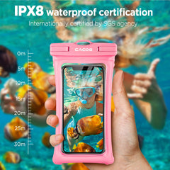 CACOE [Floatable] Floating Universal IPX8 Waterproof Phone Case 2 Pack-Up to 7.0",Adjustable Lanyard Phone Pouch,Cellphone Dry Bags for Vacation Beach Pool Kayak Cruise Travel Essentials（Black+Green）
