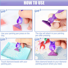 Diamond Art Pens Tools Diamond Painting Accessories Kits with Screw Metal Tip Roller Diamond Painting Pen Drill Bead Dot Pens for Art Craft Nail (Purple Pen Color 6)