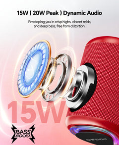 Portable Bluetooth Speaker Beach Essentials: Powerful Crystal Clear Sound/Dynamic Light/IPX5 Waterproof/All Day Playtime/Wireless BT 5.3/TWS Paring, Mom Gifts, Outdoor|Travel|Camping|Pool Accessories