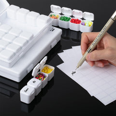 Mr. Pen- Bead Storage Containers, 28 Grids, 2 Pack, Clear White, 160pcs Label Stickers, Transparent, Small Bead Organizer Box, Diamond Art, Diamond Painting Organizer