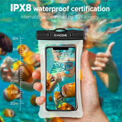 CACOE [Floatable] Floating Universal IPX8 Waterproof Phone Case 2 Pack-Up to 7.0",Adjustable Lanyard Phone Pouch,Cellphone Dry Bags for Vacation Beach Pool Kayak Cruise Travel Essentials（Black+Green）