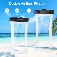 CACOE [Floatable] Floating Universal IPX8 Waterproof Phone Case 2 Pack-Up to 7.0",Adjustable Lanyard Phone Pouch,Cellphone Dry Bags for Vacation Beach Pool Kayak Cruise Travel Essentials（Black+Green）
