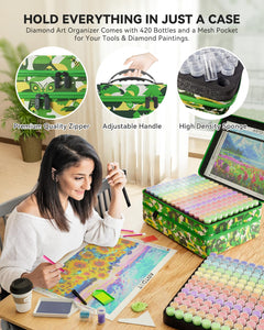 ARTDOT 60 Slots Storage Container for Diamond Art Kits for Adults, Portable Bead Storage Boxes for Diamond Painting Accessories and Tools