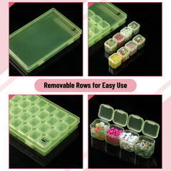 Mr. Pen- Bead Storage Containers, 28 Grids, 2 Pack, Clear White, 160pcs Label Stickers, Transparent, Small Bead Organizer Box, Diamond Art, Diamond Painting Organizer