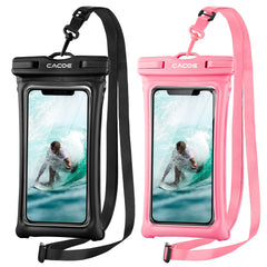 CACOE [Floatable] Floating Universal IPX8 Waterproof Phone Case 2 Pack-Up to 7.0",Adjustable Lanyard Phone Pouch,Cellphone Dry Bags for Vacation Beach Pool Kayak Cruise Travel Essentials（Black+Green）