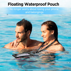 CACOE [Floatable] Floating Universal IPX8 Waterproof Phone Case 2 Pack-Up to 7.0",Adjustable Lanyard Phone Pouch,Cellphone Dry Bags for Vacation Beach Pool Kayak Cruise Travel Essentials（Black+Green）