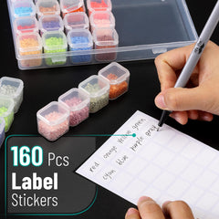 Mr. Pen- Bead Storage Containers, 28 Grids, 2 Pack, Clear White, 160pcs Label Stickers, Transparent, Small Bead Organizer Box, Diamond Art, Diamond Painting Organizer